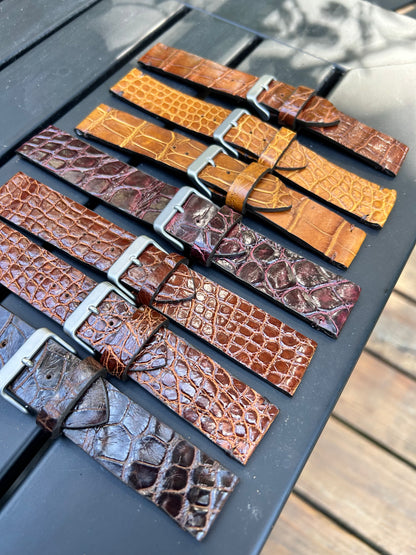 Assorted custom Alligator leather watch bands from AlliChic